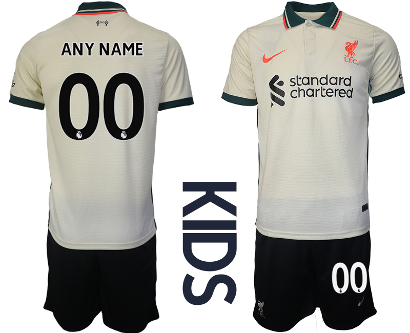 Youth 2021-2022 Club Liverpool away cream customized Soccer Jersey->customized soccer jersey->Custom Jersey